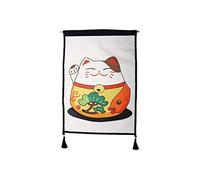 lachineuse - Panel de Pared japonés Maneki Neko - Decoración Japonesa para Colgar - 65 x 45 cm - Gato japonés Kawai - Lucky Cat - Panel de Pared - Color Blanco - Idea de Regalo de Japón Asia