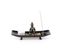 lachineuse - Portaincienso con Candelabro Buda - Decoración Zen Interior Buda - 26 x 10 cm - Decoración Zen para Oficina - Objeto Decorativo Asiático Jardín Japonés - Idea de Regalo