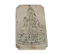 Lachineuse - Talismán Diosa GuanYin - Feng Shui Chance & Protection - Talismán de plata tibetana 10 x 5,5 cm - Tradiciones budistas - Decoración Zen para casa de oficina - Idea de regalo China, Japón,