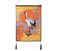 lachineuse - Tapiz mural grúa de longevidad - Panel de pared - Decoración japonesa para colgar - 47 x 66 cm - Cuadro de pared - Color amarillo, naranja - Idea de regalo de Japón Asia