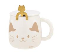 lachineuse TAZA GATO JAPONÉS - Tinte blanco - Con tapa y cuchara