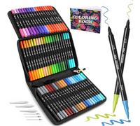 Laconile 72 Rotuladores Lettering,Rotuladores Punta Pincel Lettering Kit para Niñas,Dual Tip Brush Pens Marcadores para Aultos Libros para Colorear