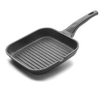 Lacor Asador acanalado 24125 Eco Piedra, antiadherente tricapa ecológico, 24 cm Negro