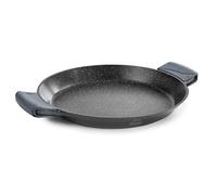 LACOR 25432 Paellera con Asas de Silicona, Recubrimiento Antiadherente, Apta para Inducción, Ecológica, Sin PFOA, Aluminio Fundido, Negro, 32 cm