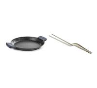 LACOR 25436 Paellera con Asas de Silicona, Recubrimiento Antiadherente, Apta para Inducción, Ecológica, Sin PFOA, Aluminio Fundido, 36cm, Negro & Pinza, Acero Inoxidable, Gris, 21 cm