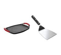 Lacor 25536 Plancha de Asar, Grill Eco Piedra, Compatibilidad: todo tipo de cocinas + 60434 Espátula Grill Acodada Inox. 12 x 27 cm