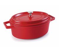 LACOR 25931 - Cacerola Oval Aluminio Fundido 31x25 cms - Rojo - Profesional | En aluminio ligero, para guisos y cocciones uniformes; ideal para cocina profesional y uso diario en casa, cómodo y funcional