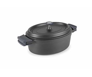 LACOR - 25935 - Cacerola Oval Aluminio Fundido 31x25 cms - Negro