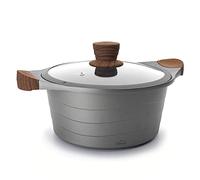 Lacor Cacerola Alta 27324 – Tapa de cristal Stilo, Aluminio fundido, Inducción, 24 cm, Gris