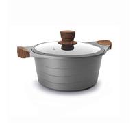 Lacor 27328 - Stilo Cacerola con Tapa de Cristal, Aluminio, Gris, 28 cm | En aluminio ligero, para un uso práctico y profesional en cocina; ideal para cocina profesional y uso diario en casa
