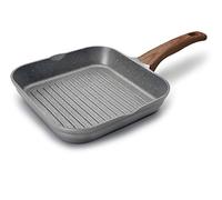LACOR 27629 - Grill Stilo 28x28cm Aluminio - Gris - Menaje Profesional | En aluminio ligero, marca y asa con acabado profesional; ideal para cocina profesional y uso diario en casa, de gran utilidad