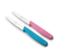 LACOR - 39082 - Cuchillos Cocina Profesional, Set Cuchillos Cocina, Set 2 Piezas, Cuchillo Mondador Cocina, Puntilla Lisa y Dentada, Acero Inoxidable, Serie Etern, Hoja 9 cm, Azul y Magenta