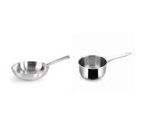 LACOR - 45420 - Sartén Foodie, Sartén Sin Antiadherente, Compatible con todo tipo de Cocina, Ecológica, Fondo Termo Difusor, Acero Inoxidable, 20 cm, Gris & 32216 - Cazo Recto Basic 16 cm Inox