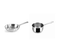 Lacor 45428 Foodie, Sartén Sin Antiadherente, Compatible con Todo Tipo de Cocina, Ecológica, Fondo Termo Difusor, Acero Inoxidable, 28 cm, Gris, 18/10 & 32216 - Cazo Recto Basic 16 cm Inox