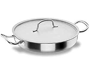 LACOR 50628 - Paellera con Tapa Chef-Classic Acero Inoxidable 28cm | En acero inoxidable, para arroces y paellas de gran formato; ideal para cocina profesional y uso diario en casa