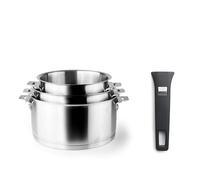 Lacor - Juego 3 cacerolas Combi 56610 inox 18/10 apilables con asa aptas inducción 16/18/20 cm