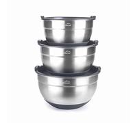 LACOR - 60050 - Set de 3 boles INOX, Cuencos, Ensaladeras, Recipientes para comida, Incluye Tapas, Apilables, Tamaños: 16 cm (1,5 L), 18 cm (2,2 L) y 20 cm (3 L)