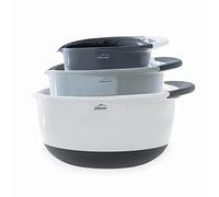 LACOR - 60054 - Set de 3 boles GREY, Cuencos, Ensaladeras, Recipientes para comida, Polipropileno, Apilables, Tamaños: 21 cm (1,4 L), 26 cm (2,8 L) y 31,2 cm (4,7 L)