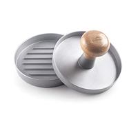 LACOR, 60258, Molde para hacer Hamburguesas caseras, Prensa para hacer Burguer, Pomo de madera desmontable, Incluye 60 Uds de papel antiadherente, Gris, 11 x 7,5 cm