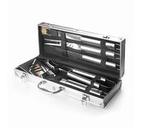 Lacor Maletín Utensilios BBQ 60260 – 5 piezas acero inoxidable, interior forrado, apto lavavajillas
