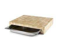 Lacor 60592 - Tabla de Cortar en Madera, Tabla de Cocina para Cortar | En acero inoxidable, superficie de corte higiénica y estable; ideal para cocina profesional y uso diario en casa
