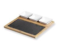 Lacor Tabla pizarra y bambú 61042 con cuencos cerámicos para salsas