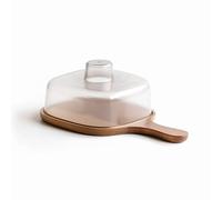 LACOR - 62004 - Quesera, Recipiente para Queso y otros alimentos, Tapa de Plástico Opaca, Base de Madera de Acacia Natural, Tapa Opaca, Libre de BPA, 21,5 x 18,5 cm, Altura 10 cm