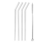 Lacor 63133 - Set 4 pajitas + Cepillo, Cristal, 21'5 cm