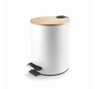 Lacor 63355 - Papelera de Pedal Nature White, Cubo de Basura, Sistema