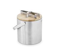 Lacor - 65514 - Cubitera NORDIC, Recipiente para Hielo, Acero Inoxidable, Doble pared Aislante, Inlcuye Tapa de Bambú 100% Natural y Pinza de Acero Inoxidable 18/10, 14 cm, Capacidad: 1,3 L