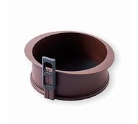 LACOR - 66778 - Molde Redondo Desmontable fabricado en 100% Silicona Alimentaria Antiadherente con Base de Cristal, Cierre Seguro, Ideal para Pasteles y Tartas, Base de cristal, Ø 20x7 cm, Marrón
