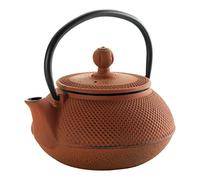 LACOR - 68666 - Tetera De Hierro Fundido Bamboo de 0,6 litros - Naranja