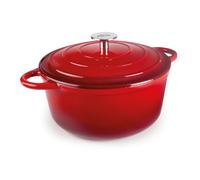 LACOR - 71730 - Cacerola Hierro Fundido Esmaltado, 2,5 Litros, Diámetro 20 cm, Redonda, Red, Cocción Uniforme y Duradera, Apta para Inducción, Horno y Lavavajillas