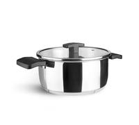Lacor - 80026 - Cacerola con Tapa Caliza, Acero Inoxidable 18/10, Asas de Baquelita, Triple Fondo Difusor, ø26 cm, 4.5 Litros