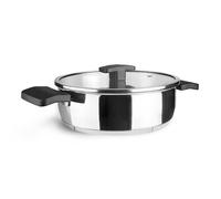 Lacor 80624 - Tartera con Tapa Caliza, Acero Inoxidable 18/10, Triple Fondo