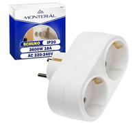 Ladron Enchufe Multiple Tipo Schuko 3600W 16A 220-240V 50-60Hz | Enchufe Doble con Toma de Tierra y Protección IP20 - Ladrones para Enchufes para Casa y Oficina - MONTERAL