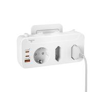 Ladron Enchufes con Interruptor,Enchufe Multiple con USB C PD20W,Ladrón Enchufes Plano 3 Tomas 1 Schuko 2 Euro Enchufes,Adaptador Enchufe Triple Regleta Enchufe Pared Proteccion Sobretension,Blanco