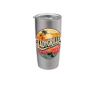 LadyGriller Diseño retro de parrilla para barbacoa con Vaso térmico de acero inoxidable de doble pared