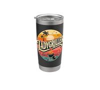 LadyGriller Diseño retro de parrilla para barbacoa con Vaso térmico de acero inoxidable de doble pared