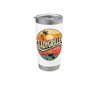 LadyGriller Diseño retro de parrilla para barbacoa con Vaso térmico de acero inoxidable de doble pared