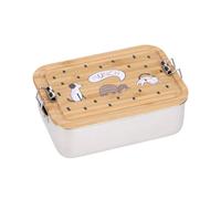 LÄSSIG fiambrera infantil de acero inoxidable y bambú fiambrera sostenible guardería escuela/Lunchbox Bamboo Happy Prints