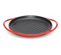 lätt Home Grill de Hierro Fundido Redondo Antiadherente 26 cm de Diámetro Apto para Cocina de Inducción, Vitrocerámica, Gas, Horno y Parrilla - Asas Prácticas - Rojo Cereza