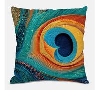 Laewaele Funda Cojin 60 x 60 cm Fundas Cojines Pavo Real Cojines para Sofa Decor Lino Almohada Juego, Cremallera Oculta, Primavera Decorativa para Hogar Sofá Silla Cama Sala de Estar Vistoso S#1037