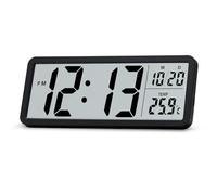 Lafocuse 8.5" Reloj de Pared Digital Pilas, LCD Pantalla Grande Silencioso, Reloj Digital de Pared et de Sobremesa con Temperatura, Fecha, 12/24 Horas, para Salon Cocina Dormitorio Oficina, Negro