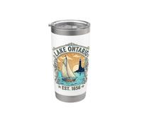 Lago Ontario Est 1656 Vintage Velero Faro Arte Vaso térmico de acero inoxidable de doble pared