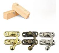 Lagomloot Cerradura de gancho de hierro de bronce antiguo, cierre de cuernos decorativo para joyería, caja de madera, equipaje, 30 piezas con tornillos