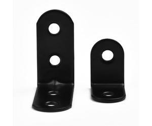 Lagomloot Soporte de acero inoxidable en forma de L, soporte de ángulo recto para refuerzo de juntas de gabinetes de muebles, color negro, paquete de 10 unidades con tornillos