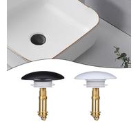 Lagomloot Tapón de drenaje desplegable de latón para fregadero, botón pulsador con sello de goma para baño, cocina, bañera, a prueba de fugas, sin instalación de pegamento