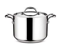 Lagostina ACCADEMIA LAGOFUSION - Olla de acero inoxidable (24 cm (6,7 L) con tapa para todo tipo de fuegos, incluidos inducción, mango remachado, resistente Italia