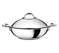 Lagostina Accademia Lagofusion Sartén Wok + Tapa Acero Inoxidable 18/10 Ø 30 cm, 5 L, Olla Inducción, Gas y Horno hasta 250 °C, Exterior Pulido, Interior Satinado, Asas Remachadas, Base de 5 Capas